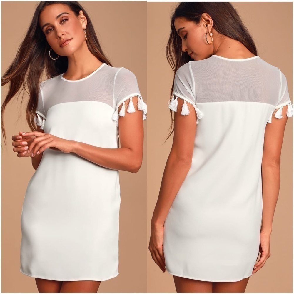 LULU’S Iced Latte White Shift Dress